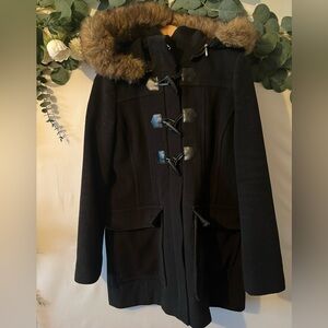 Marc New York Black Utility Jacket with Faux Fur Hood